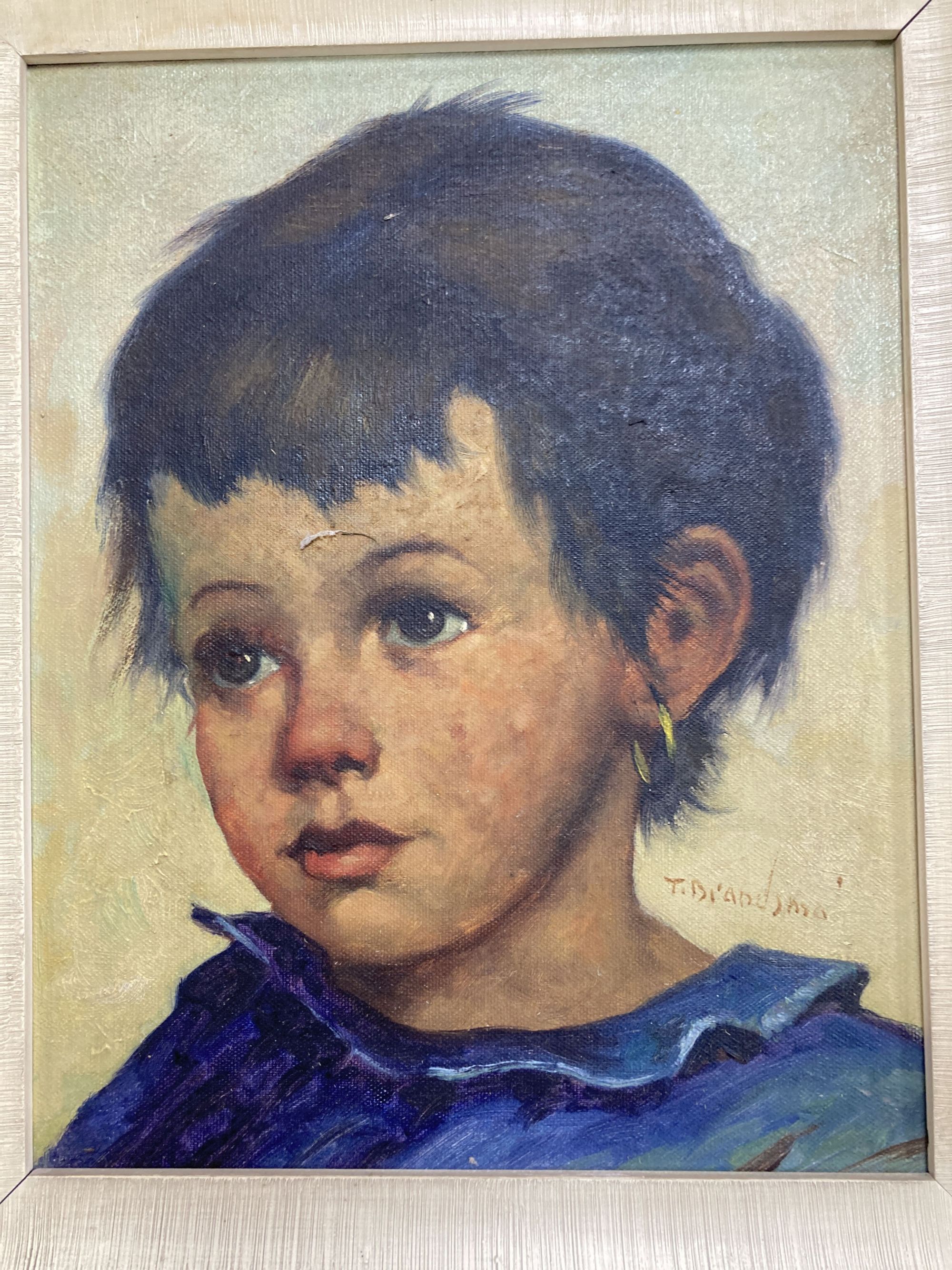 Jeanne Biandsma (1902-1992), 2 oils on canvas, Portraits of children, 28 x 22cm